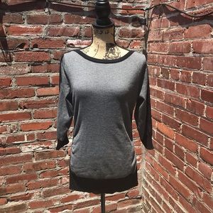 Apt. 9 Black and Gray 3/4 Sleeve Sweater